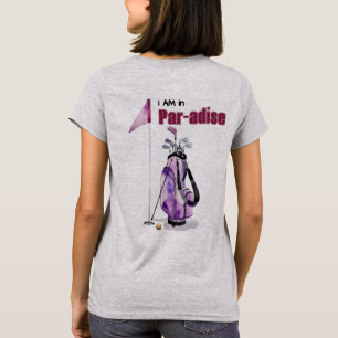 Camiseta Bolsa de golf de acuarela púrpura, bandera y pelot
