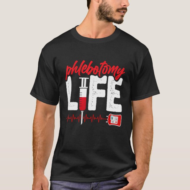 Camiseta Bolsa de sangre Flebotomía Vida Flebotomía Hombres (Anverso)