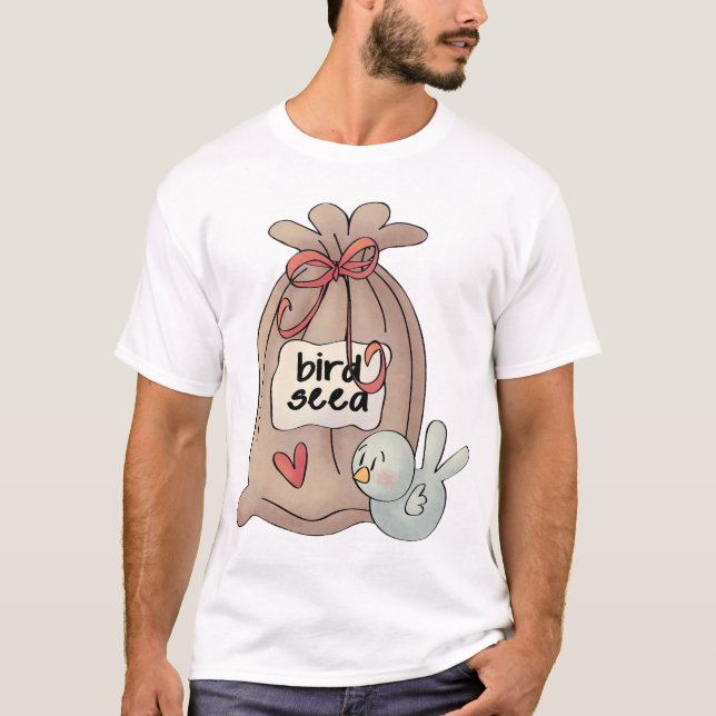 Camiseta Bolsa de semillas de pájaro con vientre y corazón (Anverso)