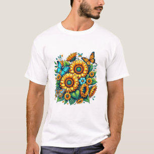 Camiseta Bolsa de Tote con girasol y mariposa - Naturaleza 