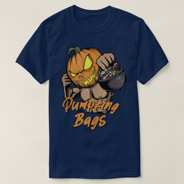 Camiseta Bolsas de bombeo Calabaza Halloween Gym Bodybui (Diseño del anverso)
