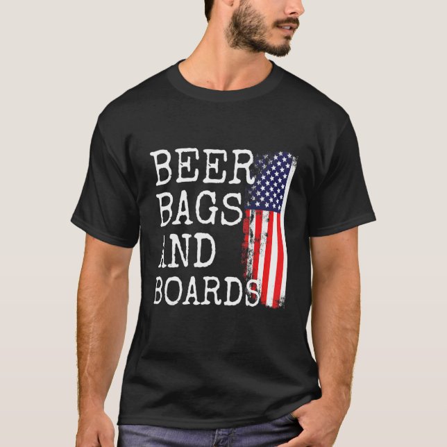 Camiseta Bolsas De Cerveza Y Paneles De Cornhole Bolsas De  (Anverso)