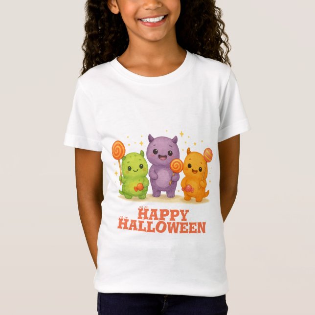 Camiseta Bolsas de Halloween de Kawaii Monsters & Lollipops (Anverso)