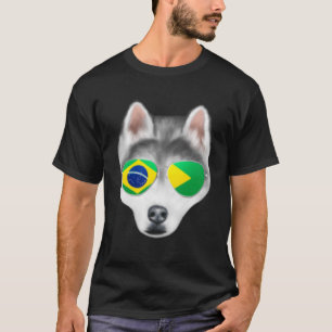 Camiseta Bolsillo brasileño de Husky Perro siberiano con ba
