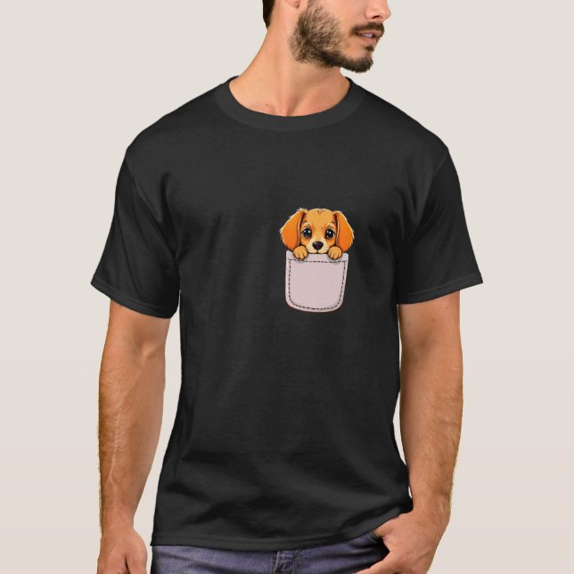 Camiseta Bolsillo de Cachorro Adorable (Anverso)