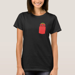 Camiseta Bolsillo de frutas de frambuesa roja de comida de