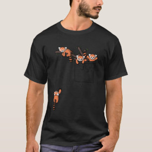 Camiseta Bolsillo de juego de oso panda rojo