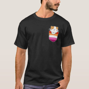 Camiseta Bolsillo de la bandera del orgullo lésbico del gat