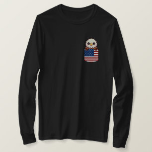 Camiseta Bolsillo de la bandera estadounidense del águila d