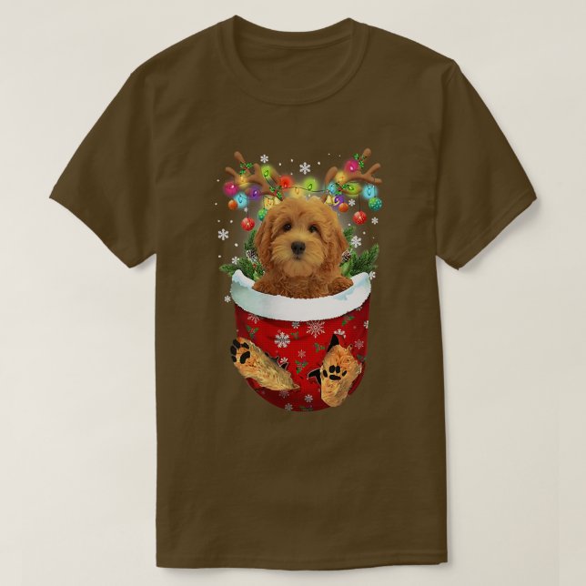 Camiseta Bolsillo de Navidades de perros de bolsillo de Gol (Diseño del anverso)