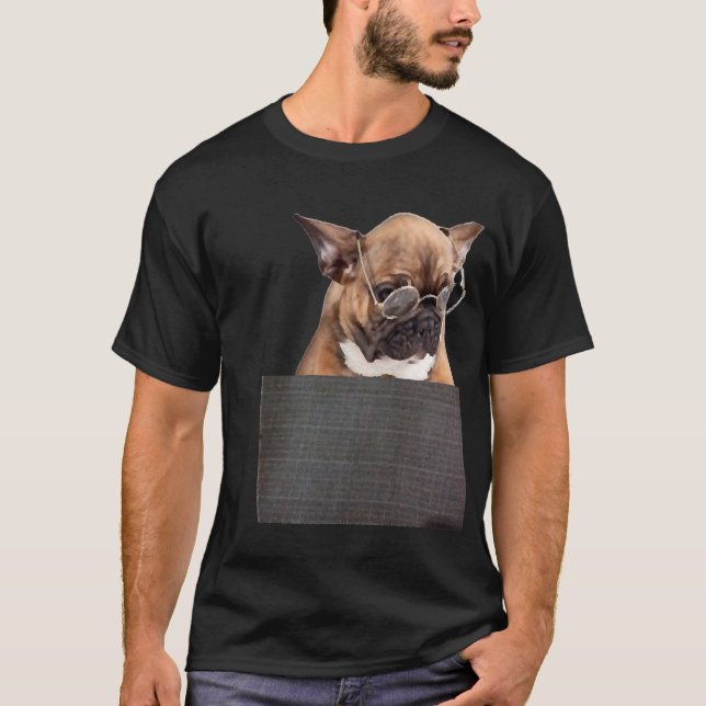 Camiseta Bolsillo de perro cachorro adorable pug perros cac (Anverso)
