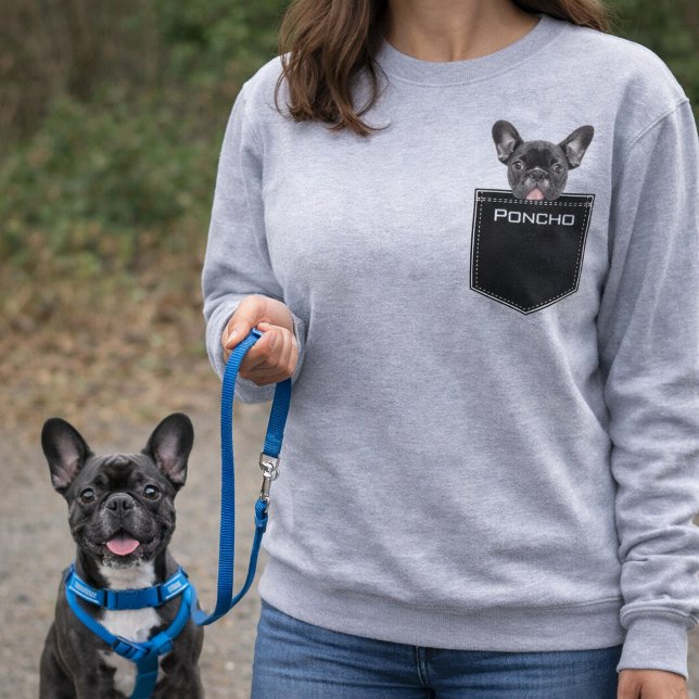 Camiseta Bolsillo de Perro Personalizado Sube el Nombre y l (Custom Pet Pocket Upload Photo and Name Dog Sweater)