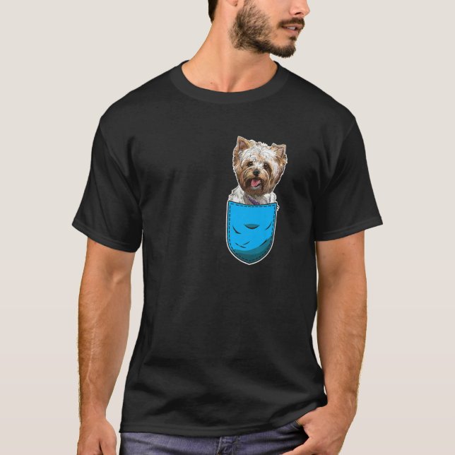 Camiseta Bolsillo de Yorkshire Terrier Chest para dueño de  (Anverso)