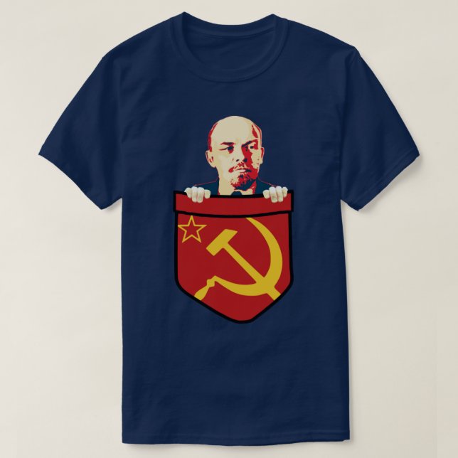 Camiseta Bolsillo del Chest del Comunismo de Vladimir Lenin (Diseño del anverso)