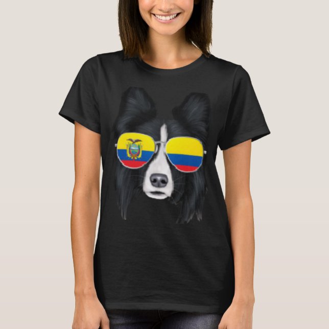Camiseta Bolsillo Ecuador de bandera de Ecuador en frontera (Anverso)