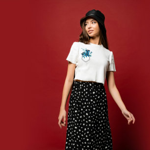 Camiseta Bolsillo impreso con flores azules