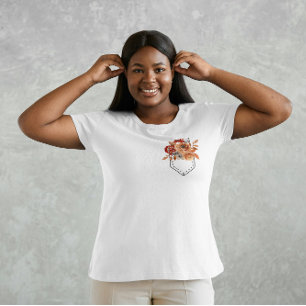 Camiseta Bolsillo impreso con flores de otoño