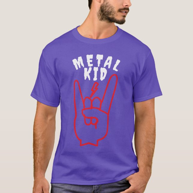 Camiseta Bolt Rock Sign Rock Hand Metal Kid Music Lover fun (Anverso)
