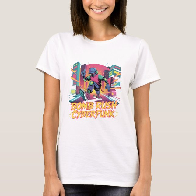 Camiseta Bomb Rush Cyberfunk – Neon Street Rebellion (Anverso)