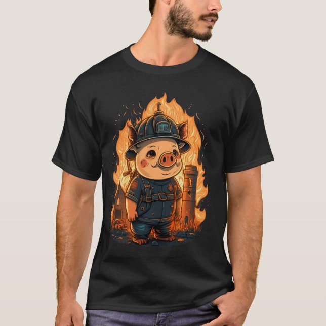 Camiseta Bomba de cerdo en cerdo para bomberos (Anverso)