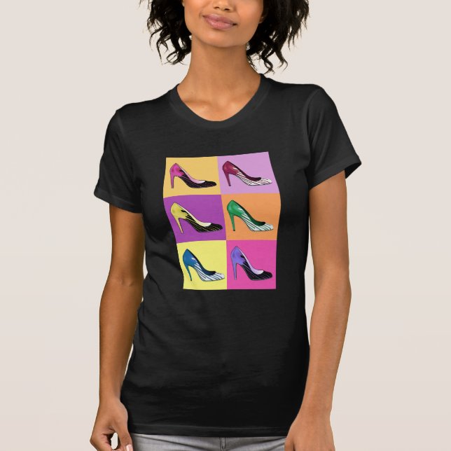 Camiseta Bomba/tacones altos del estilete del arte pop (Anverso)
