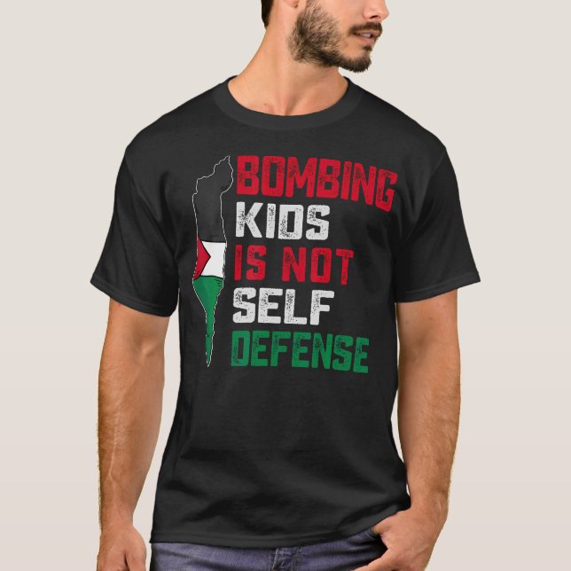 Camiseta Bombardear niños no es defensa propia Bandera Pale (Anverso)