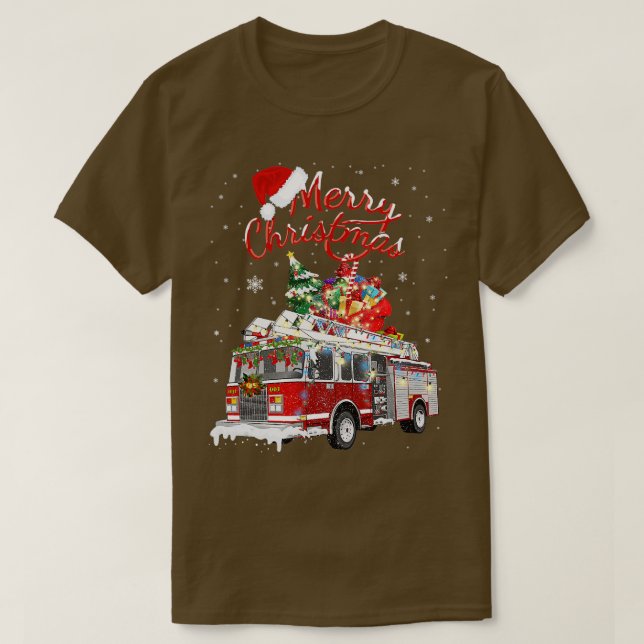 Camiseta Bombardeo de Navidades de bomberos en Santa Sleigh (Diseño del anverso)
