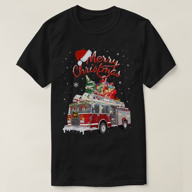 Camiseta Bombardeo de Navidades de bomberos en Santa Sleigh (Diseño del anverso)