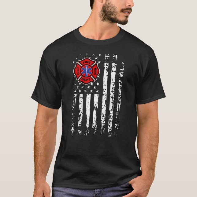 Camiseta Bombardero EMT Bombardero EMS Bandera de EE. UU. (Anverso)