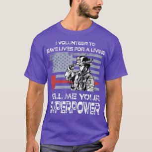 Camiseta Bombardero voluntario Línea roja delgada 1