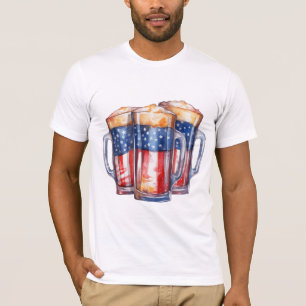 CAMISETA BOMBAS AZULES DE CERVEZA ROJAS PATRIOTAS Y BLANCAS
