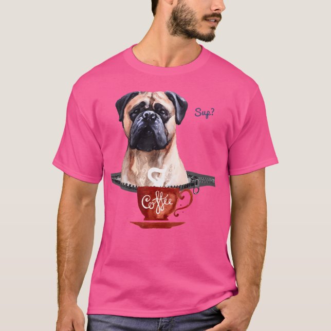 Camiseta Bombeando Café Con Boxer Fawn (Anverso)