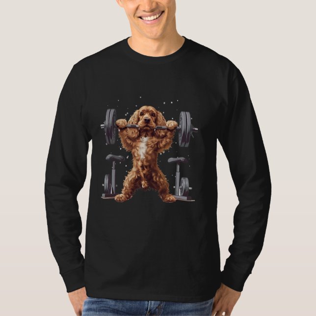 Camiseta Bombeo Levantamiento De Peso Funny Cocker Spaniel (Anverso)