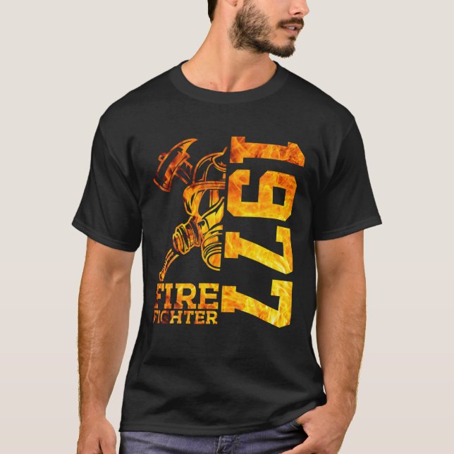 Camiseta Bombero 1977 45 años Bomba Brigada 45º Nacimiento (Anverso)