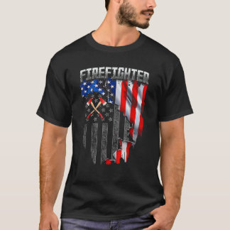 Camiseta Bombero 4 De Julio Bandera Estadounidense Patrióti