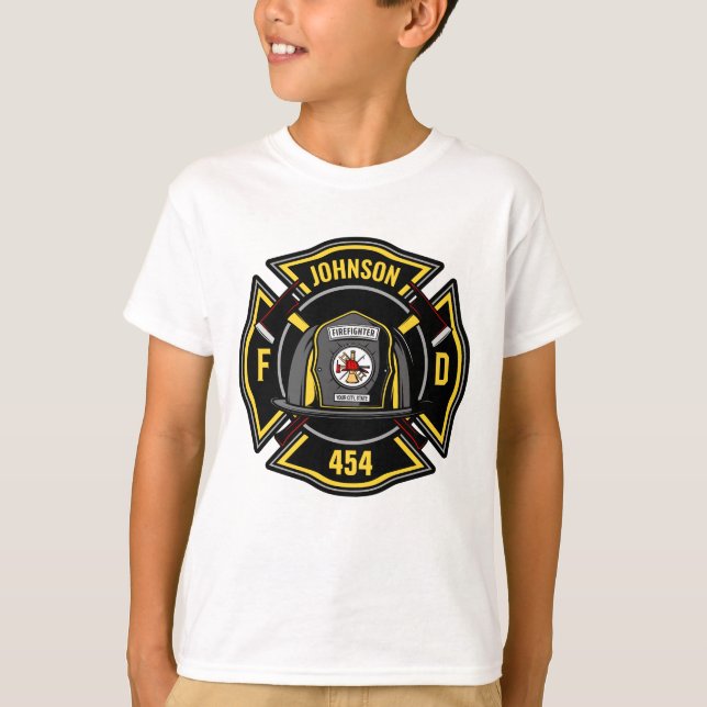 Camiseta Bombero ADD NAME Departamento de Bomberos Equipo d (Anverso)