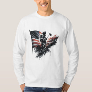 Camiseta Bombero americano. Bandera de los Estados Unidos.