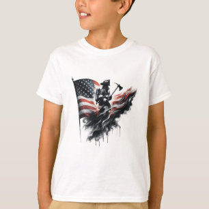 Camiseta Bombero americano. Bandera de los Estados Unidos.