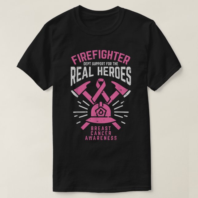 Camiseta Bombero apoya a héroes reales contra el cáncer de  (Diseño del anverso)