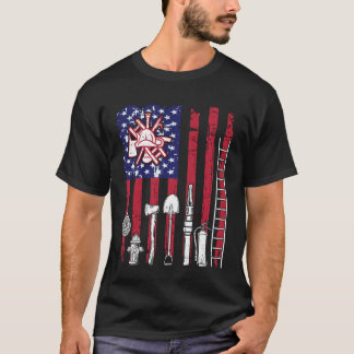 Camiseta Bombero bandera de EE. UU. Bombero Camión de bombe