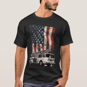 Camiseta Bombero Bandera Estadounidense Camión Patriótico d