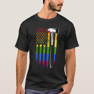 Camiseta Bombero Bandera Estadounidense Lgbt Q Bandera del