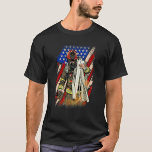Camiseta Bombero Bandera Estadounidense Memorial Day Firema