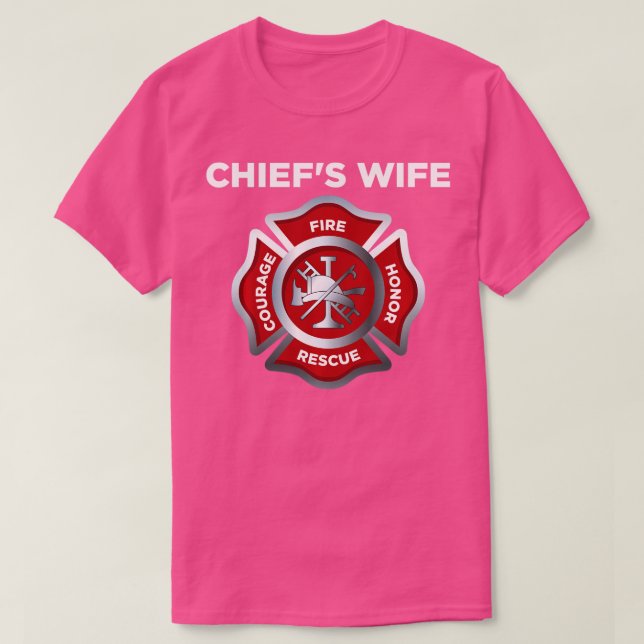 Camiseta Bombero bombero bombero jefe de la esposa de larga (Diseño del anverso)