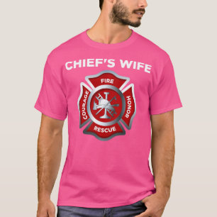 Camiseta Bombero bombero bombero jefe de la esposa de larga