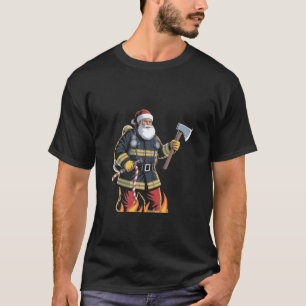 Camiseta Bombero Camión de bomberos Árbol de Navidad Santa 