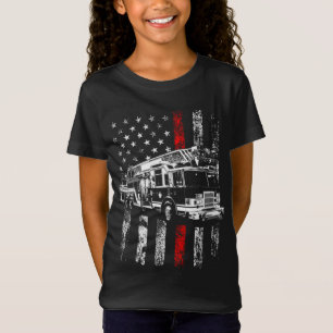 Camiseta Bombero de bandera estadounidense delgada línea ro