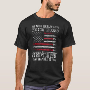 Camiseta Bombero de bandera estadounidense esposo bombero b
