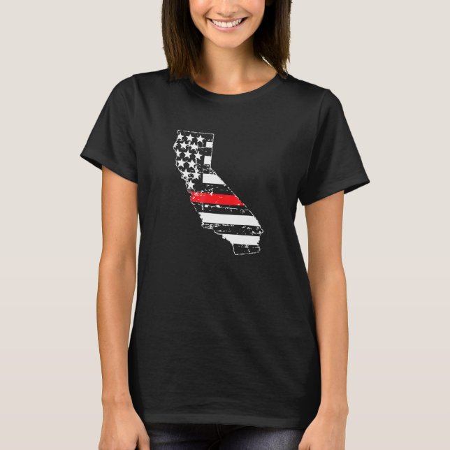 Camiseta Bombero de California Thin Red Line Rescue Americ (Anverso)