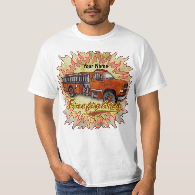 Camiseta Bombero de camión de bomberos furioso (Anverso)